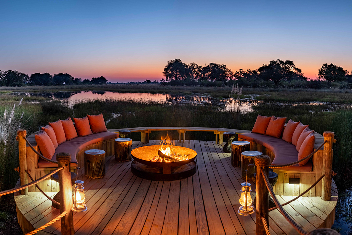 North Island Okavango - Feuerstelle beim Hauptbereich