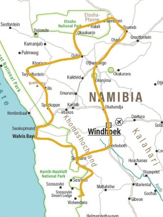 Karte Wild Namibia Adventure