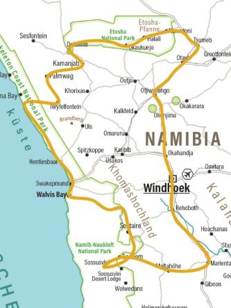 Karte Klassisches Namibia