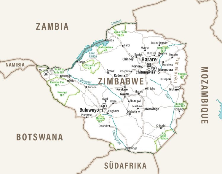 Zimbabwe Karte